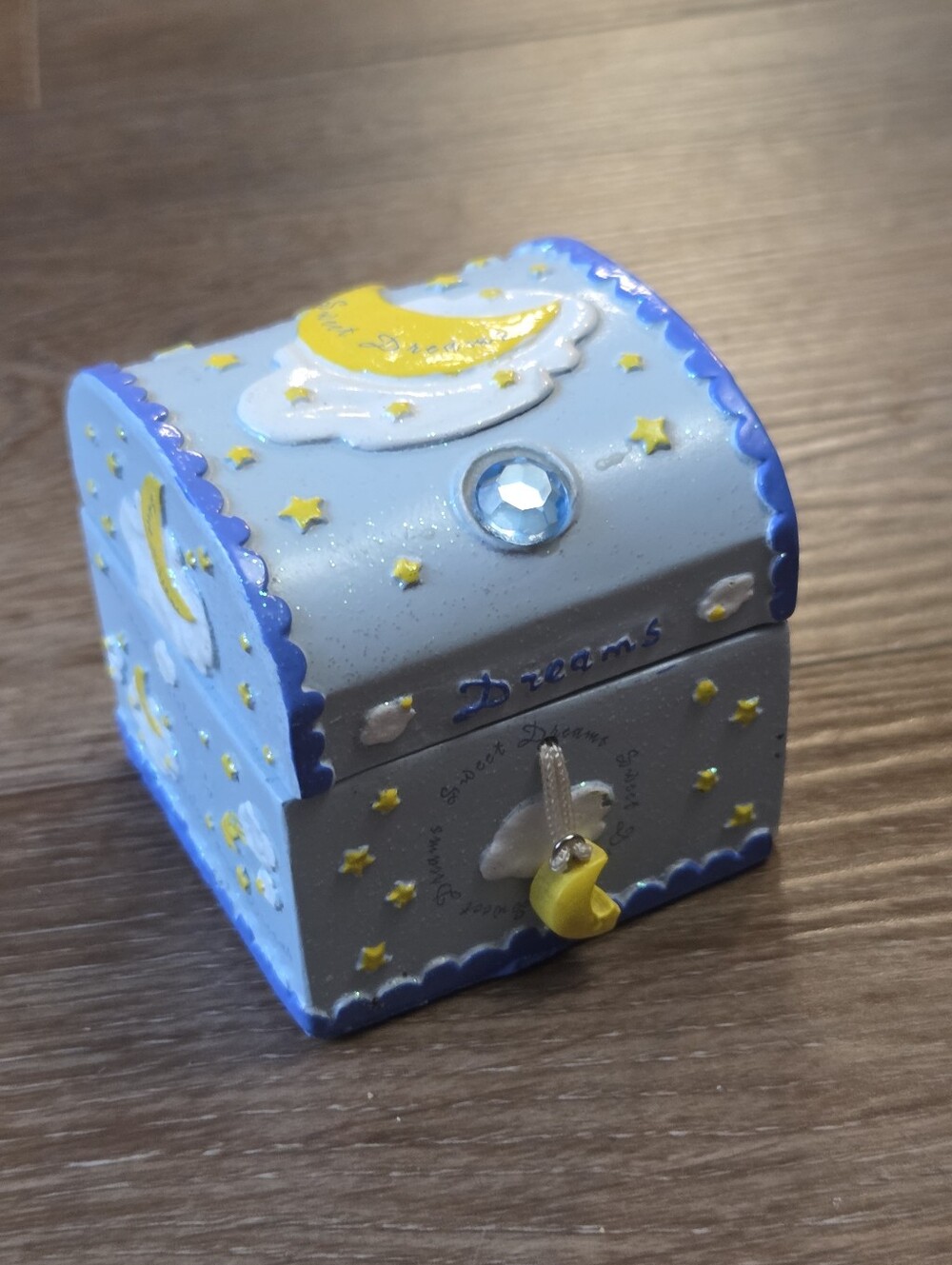 Vintage 2000 Y2K Claire's Dreams Moon and Stars Celestial Trinket Box